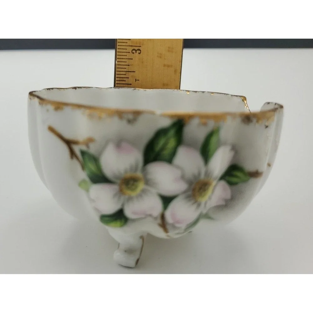 Vtg Dogwood Footed Guilded Serving‎ Mayonnaise Sugar Bowl Lid Spoon NW-DW-60